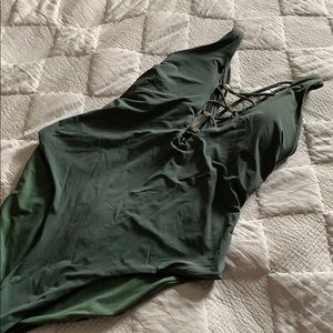Olive green one piece swim suit